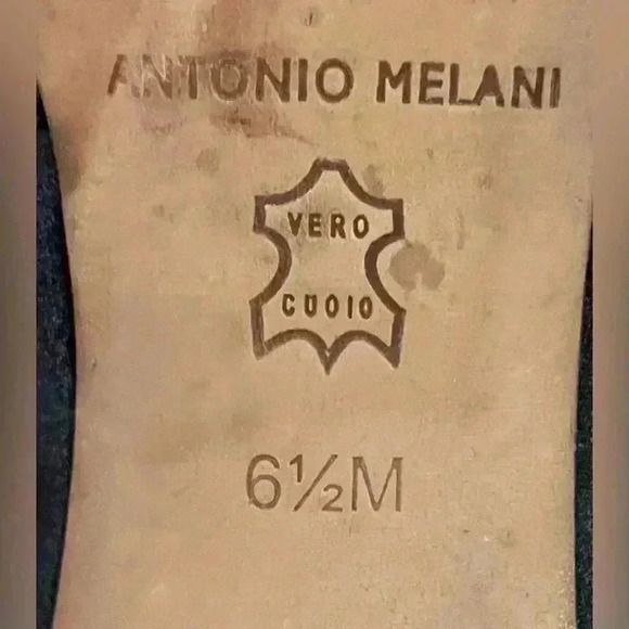 ANTONIO MELANI, black/gold studs, pointed toe, 3 1/2" heel, SZ: 6.5M - Picture 9 of 11